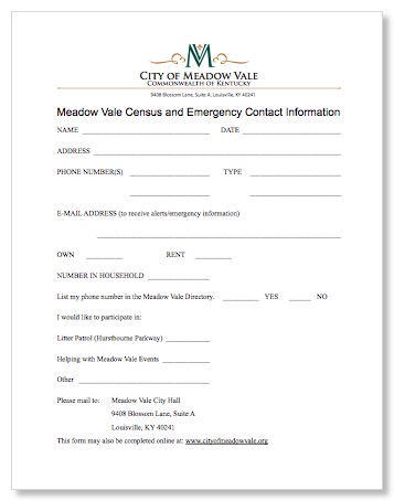 Census and Emergency Contact Info Form